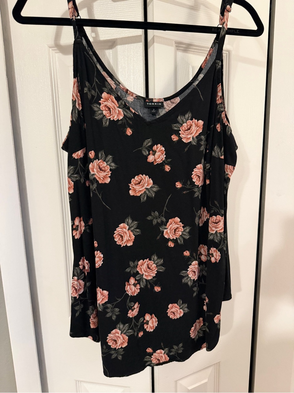 torrid Black Floral Camisole with Pink Roses - NOT a Sophie style